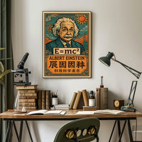 Albert Einstein Icon Science Minimalist Scenic Portrait Wall Art Home Decor Poster