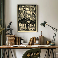 William McKinley 25th President of the United States B & W Comic Sketch Poster