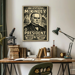 William McKinley 25th President of the United States B & W Comic Sketch Poster