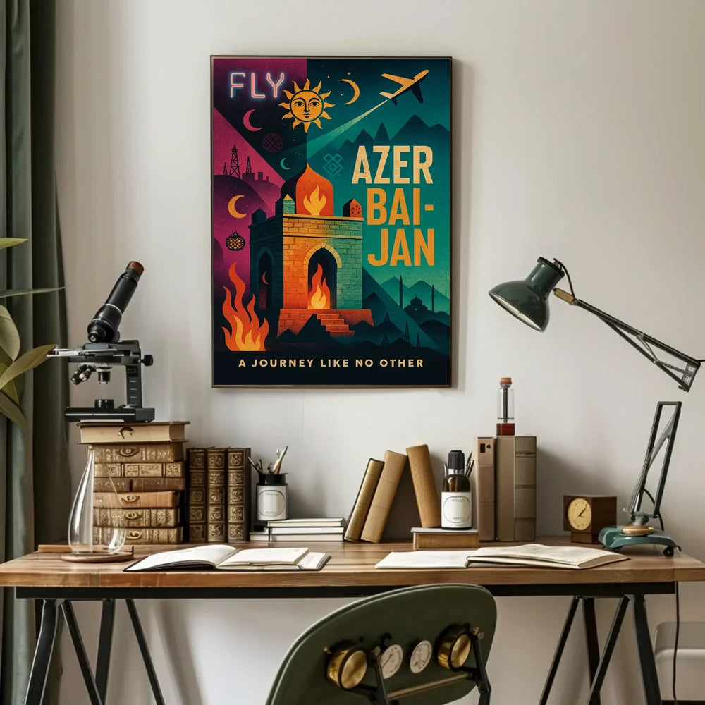 Azerbaijan Travel Adventure Vintage Mystical Landmarks Travel Poster PosterGoat