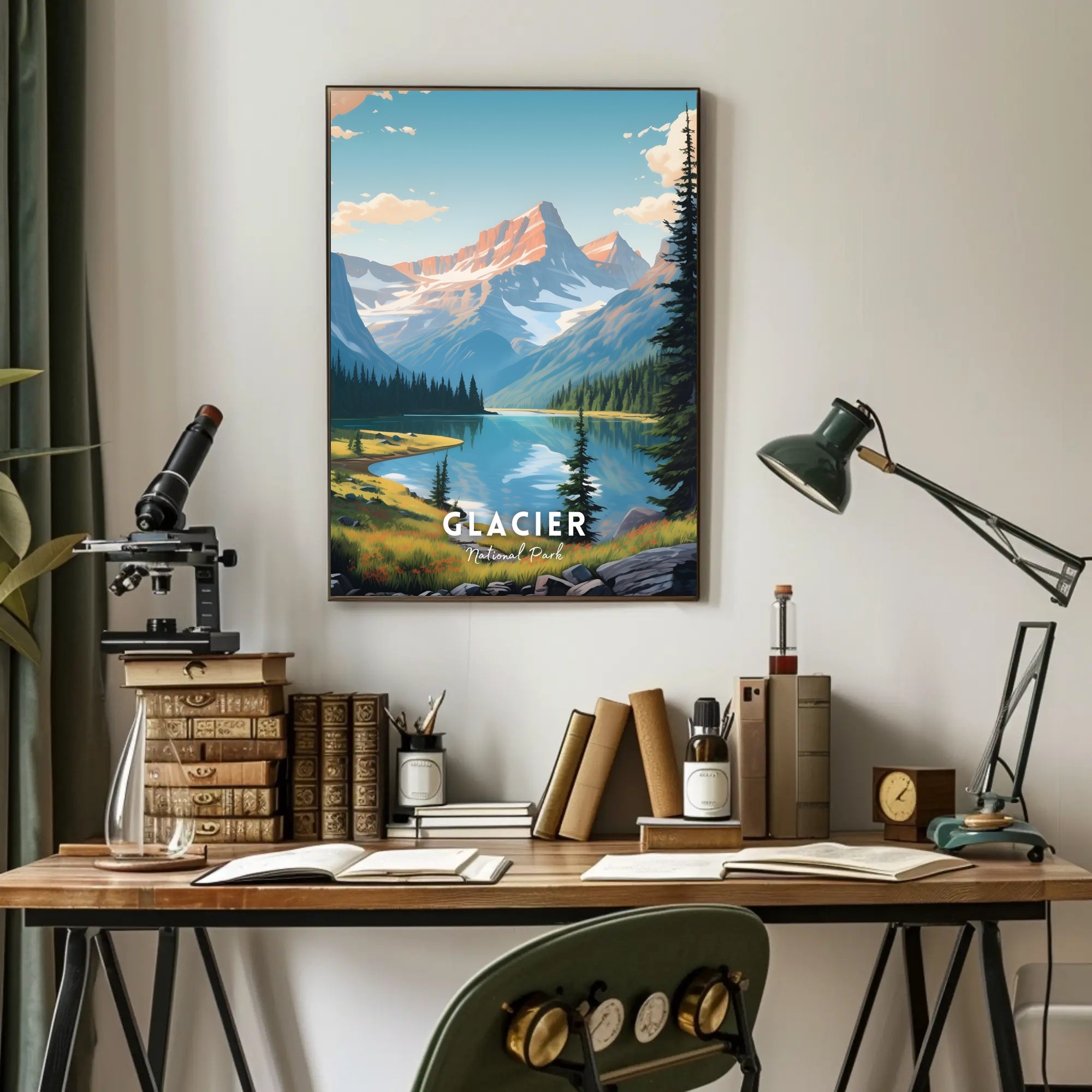 Glacier National Park Travel Poster Vintage Print