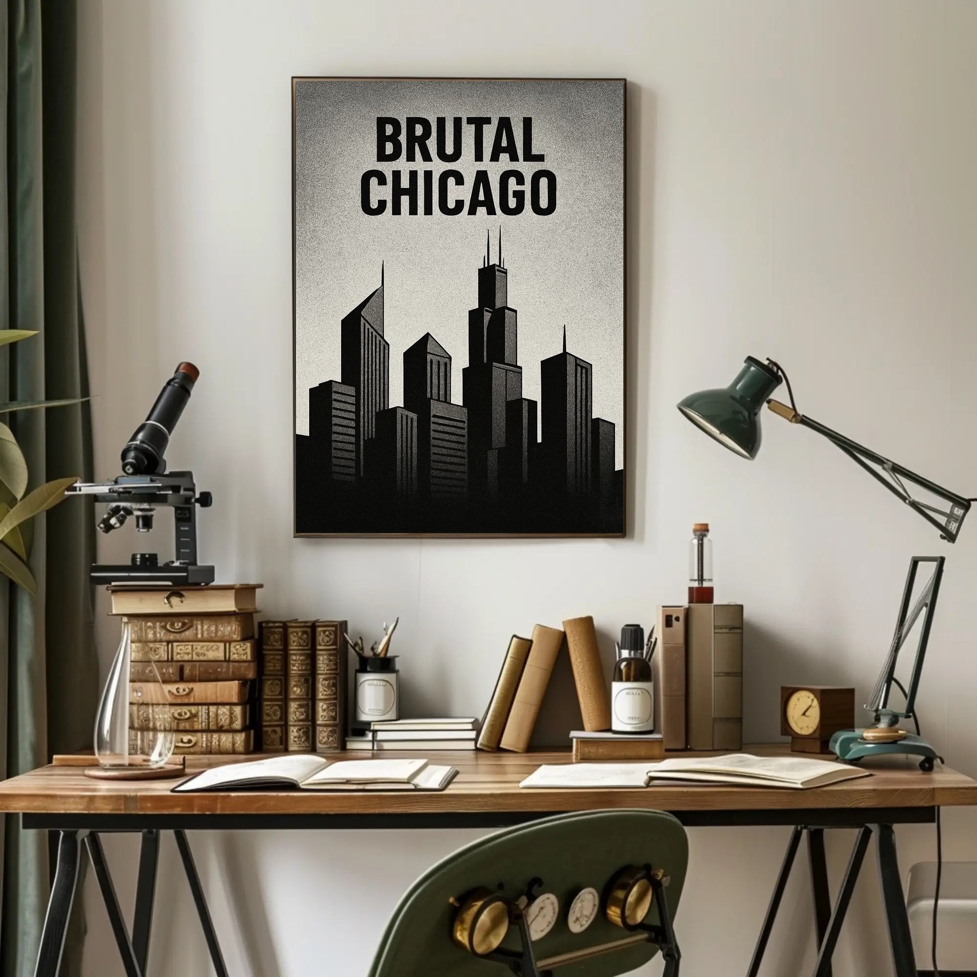 Bold Black-and-White Chicago Skyline Urban or Cityscape Poster