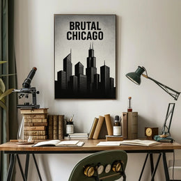 Bold Black-and-White Chicago Skyline Urban or Cityscape Poster