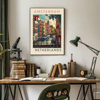 Amsterdam Canal Scene Poster