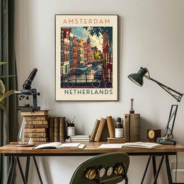 Amsterdam Canal Scene Poster