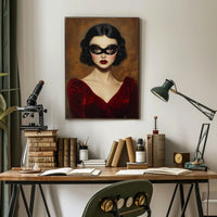 Woman in Red Dress Vintage Elegant Mysterious Poster