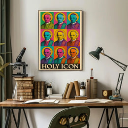 Pope Leo in Pop Art Style: Vibrant Religious Icon Poster