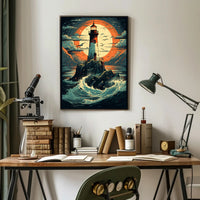 Lighthouse At Sea Poster PosterGoat