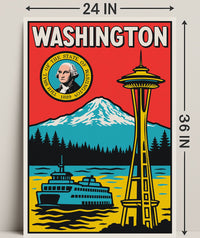 Washington State Landmarks Poster PosterGoat