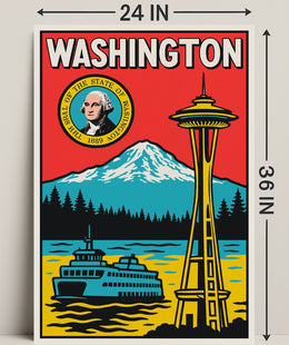 Washington State Landmarks Poster PosterGoat