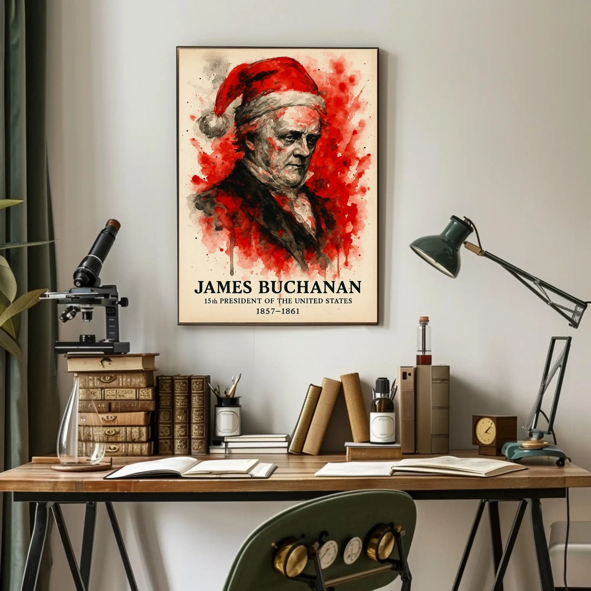 James Buchanan Abstract Watercolor Presidential History Poster