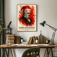 James Buchanan Abstract Watercolor Presidential History Poster