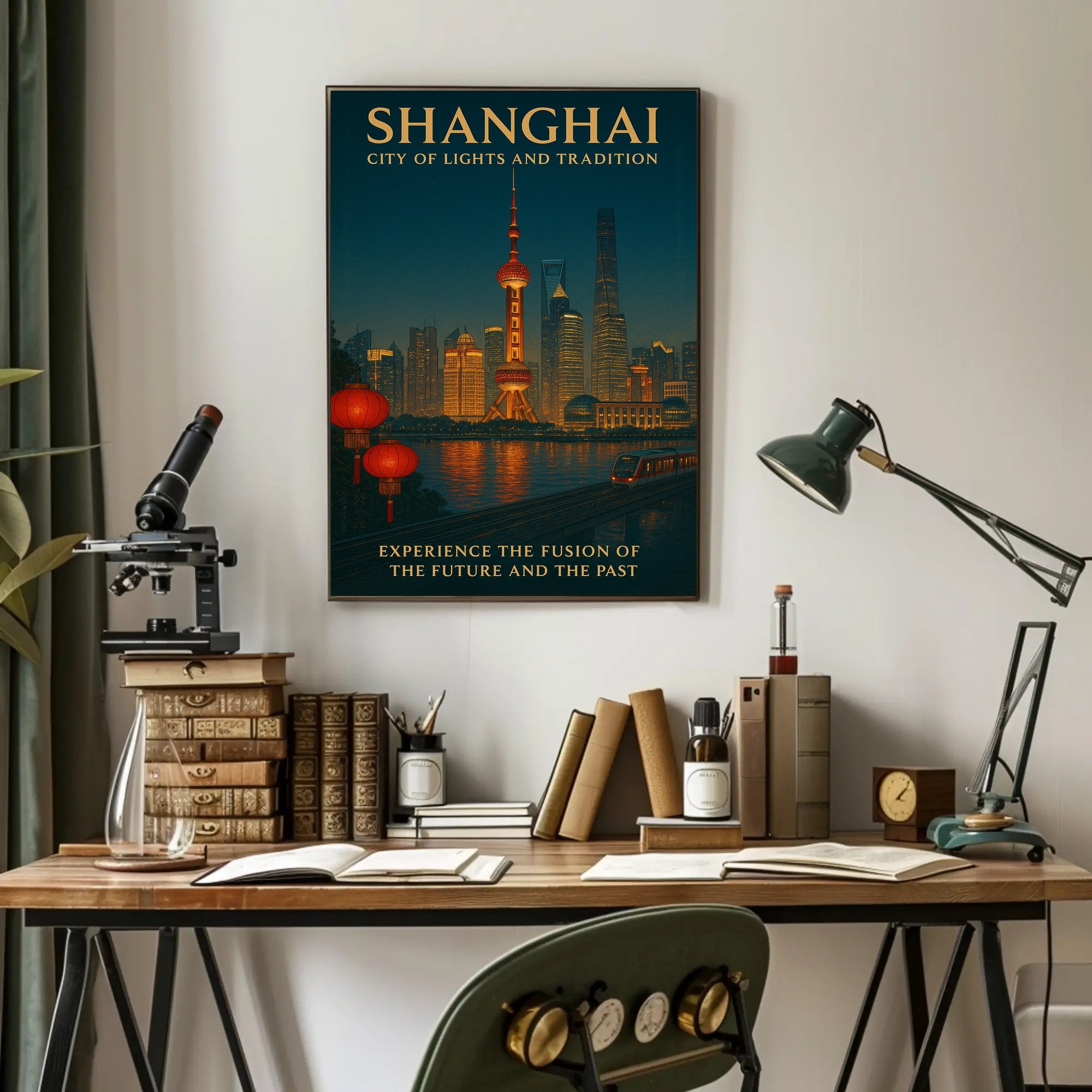 Shanghai City of Lights and Tradition Poster