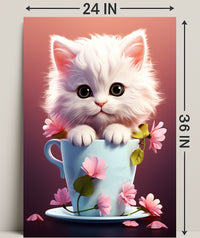 Kitten In A Teacup Poster PosterGoat