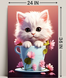 Kitten In A Teacup Poster PosterGoat