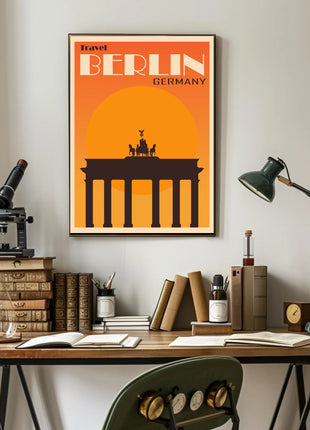 Brandenburg Gate Vintage Travel Print: Iconic Berlin Landmark Poster