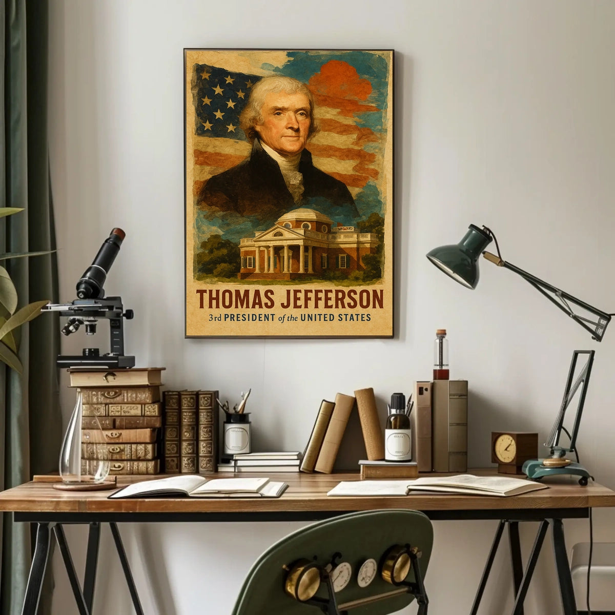 Thomas Jefferson 3rd President of the United States Layered Digital Collage Poster