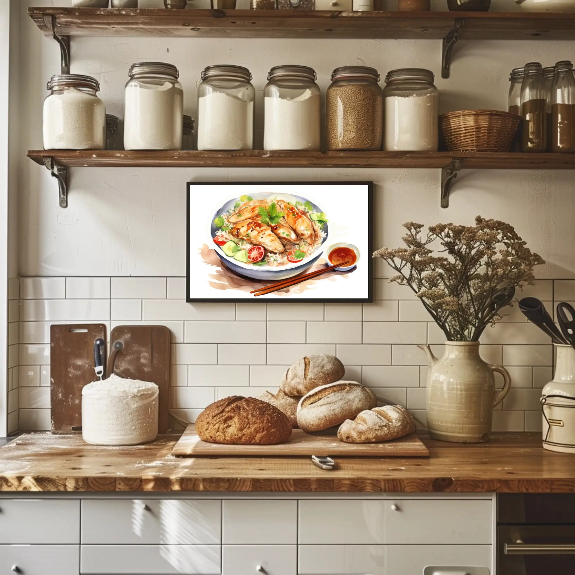 Culinary Delight – Chicken Rice Illustration Poster