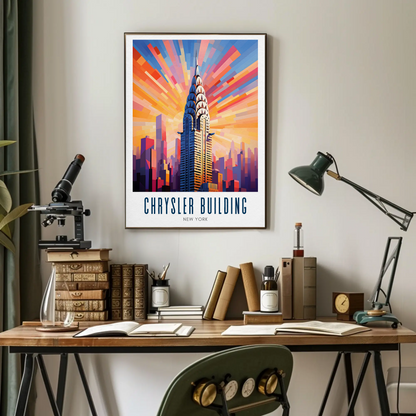 Chrysler Building New York Skyline Rays Poster