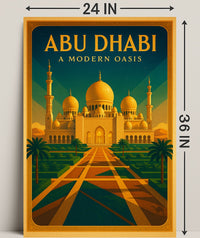 Abu Dhabi Oasis Elegance Vintage Travel Poster