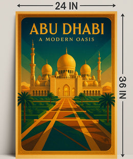 Abu Dhabi Oasis Elegance Vintage Travel Poster