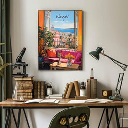 Napoli Scenic View from Open Window Poster