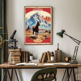 Wyoming Horse Scenic Travel Poster