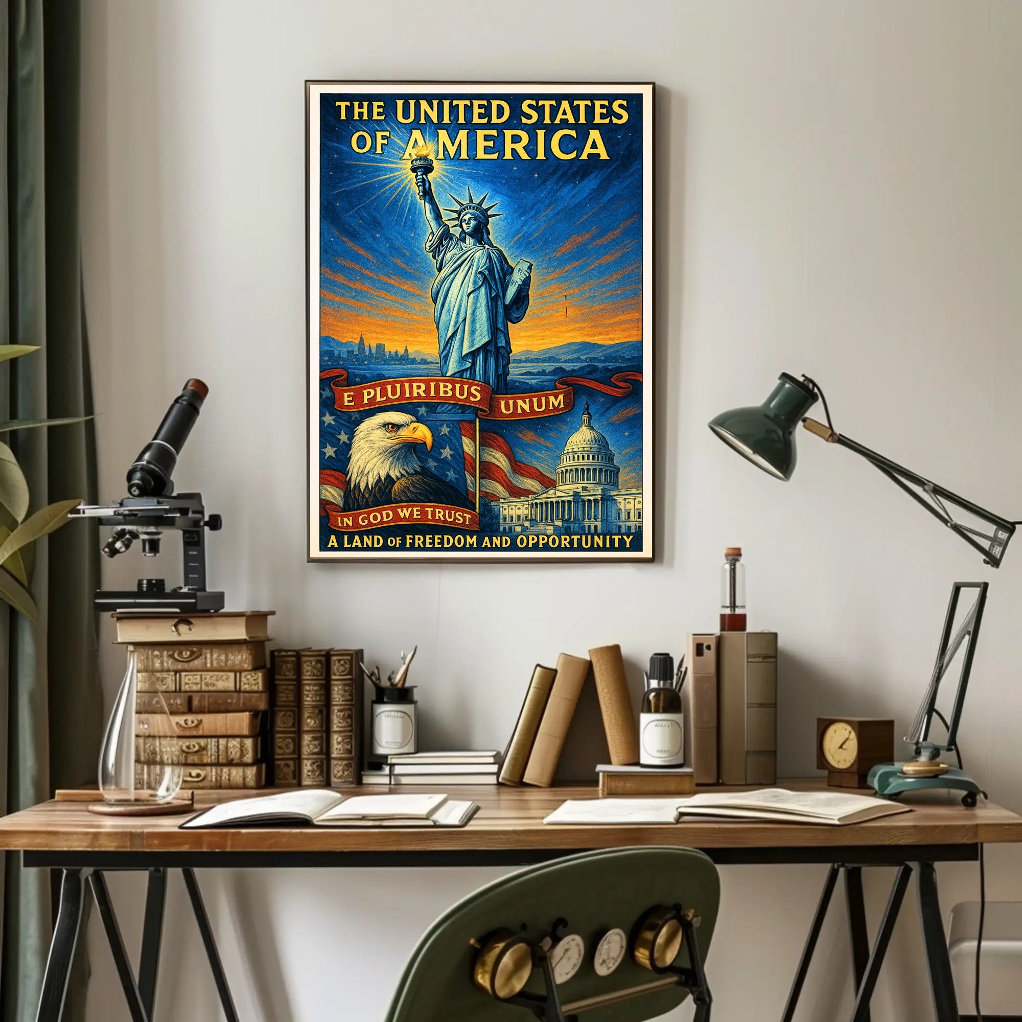 The United States of America Land of Freedom and Opportunity Poster PosterGoat