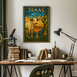 Texas Stained Glass Art Poster