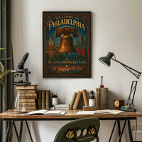 Philadelphia Vintage Poster: Liberty Bell & LOVE Sculpture