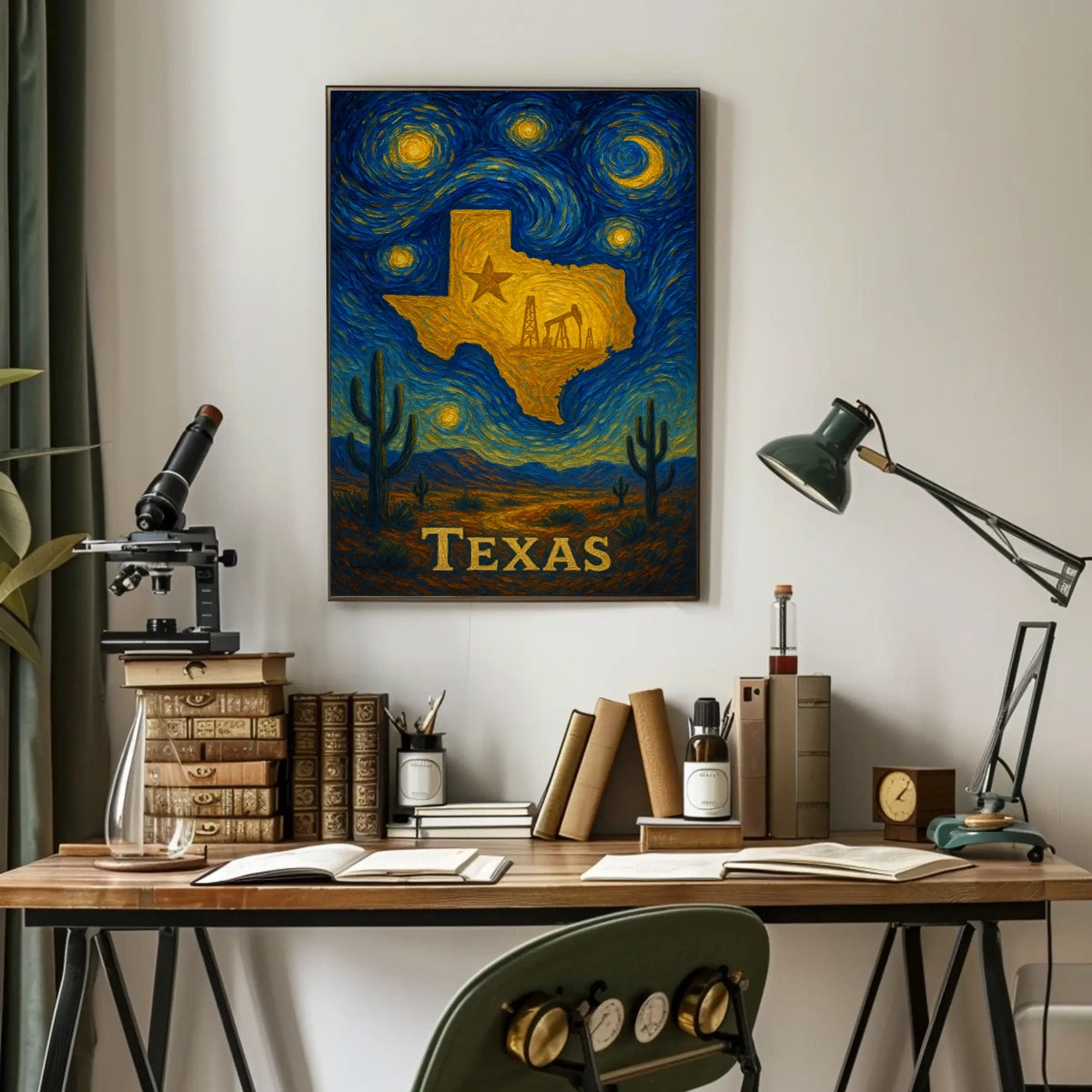 Texas Starry Night: Golden State Abstract or Artistic Poster