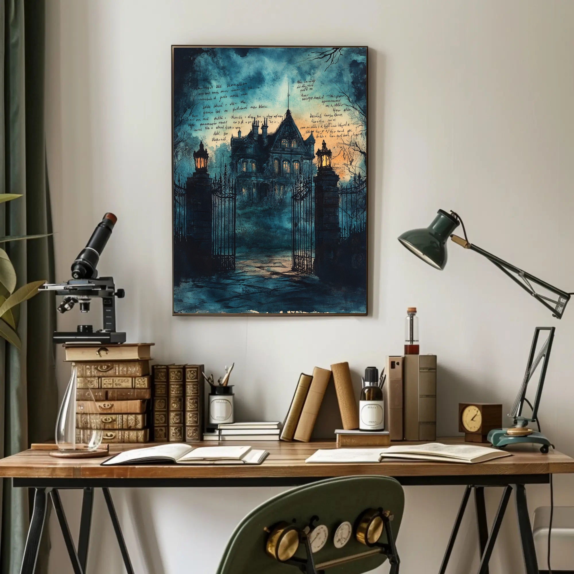 Haunted Manor At Dusk Poster