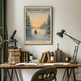 Higgins Lake Winter Scene Serene Tranquility Ice Fishing Poster