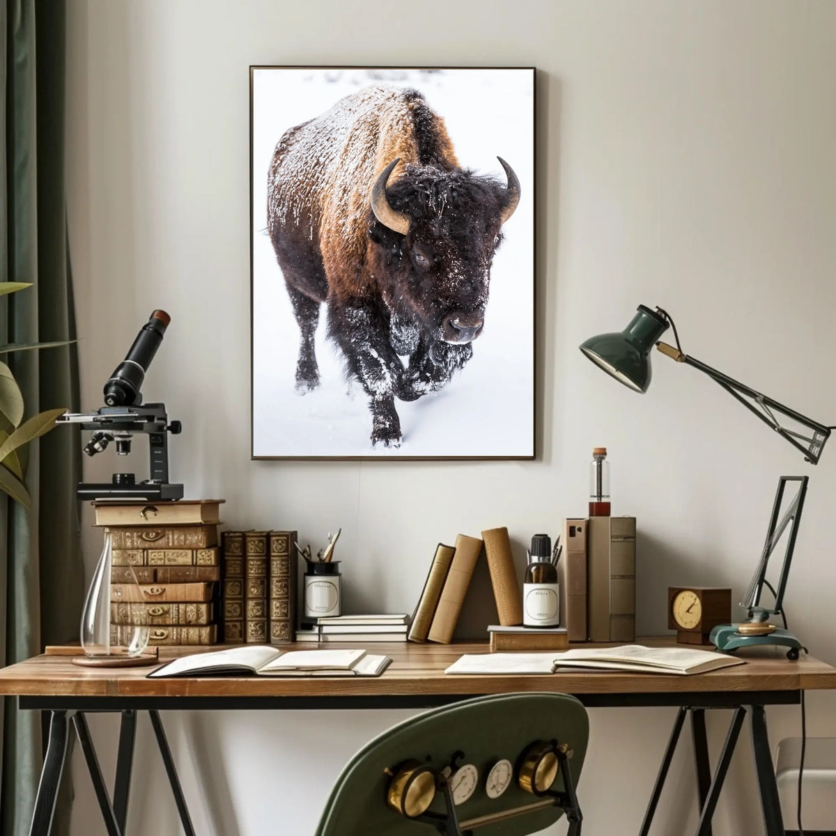 Majestic Bison in Snowy Wilderness Art Print