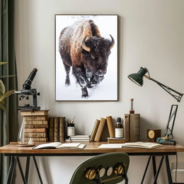Majestic Bison in Snowy Wilderness Art Print