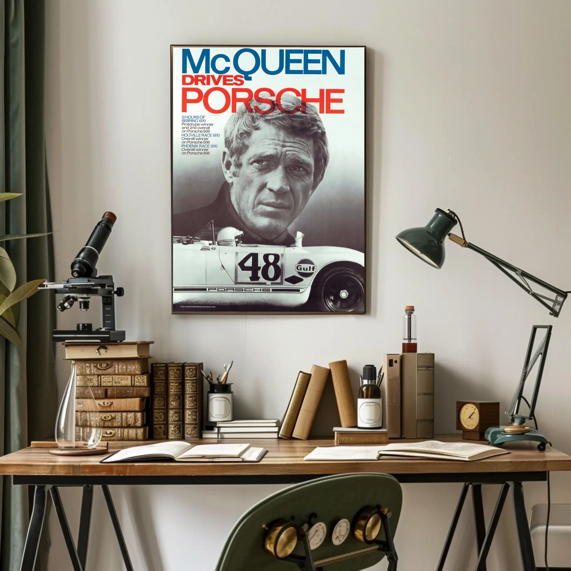 McQueen Drives Porsche Poster