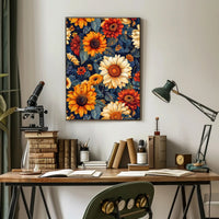 Vibrant Floral Illustration with Modern Artistic Poster