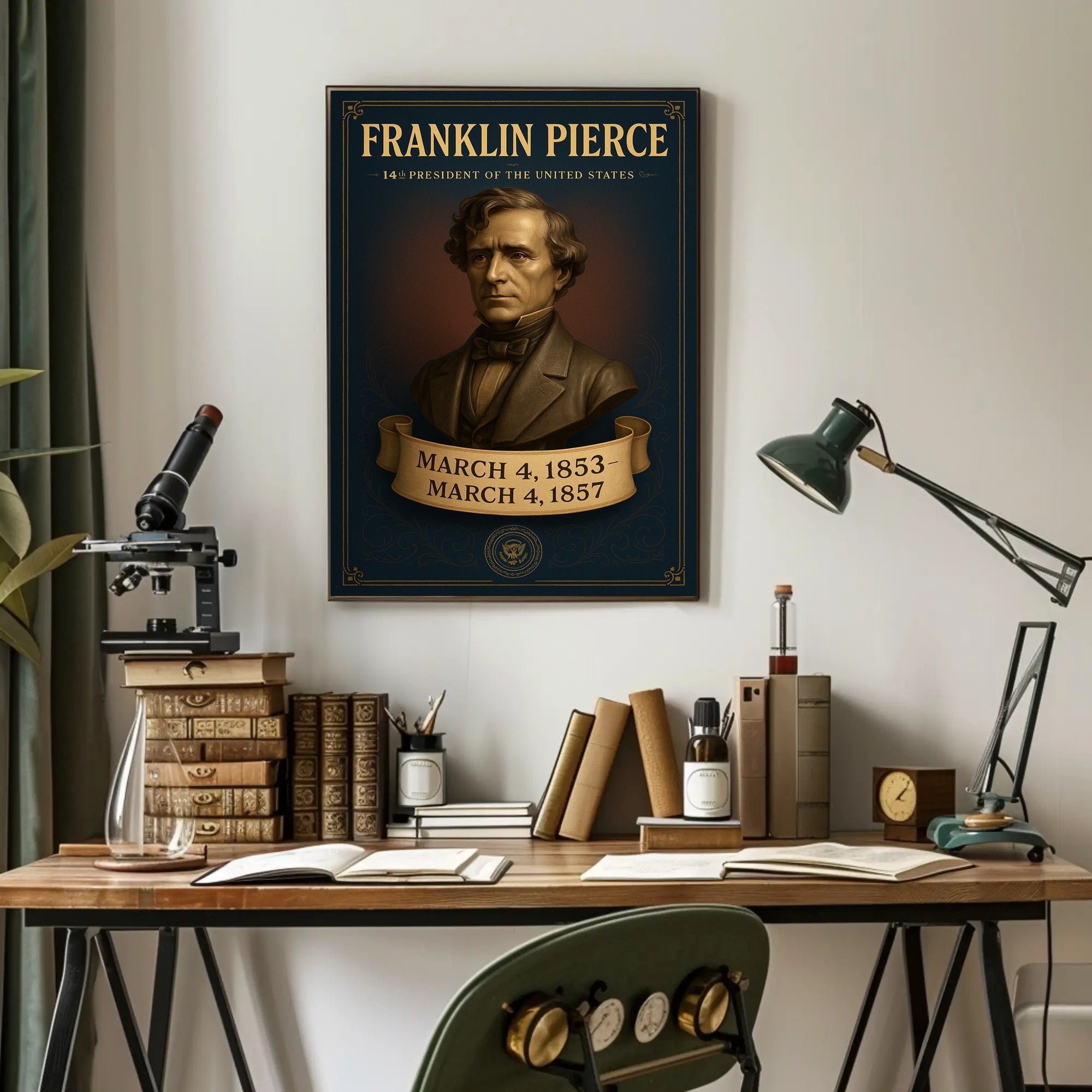 Franklin Pierce vintage presidential portrait poster PosterGoat