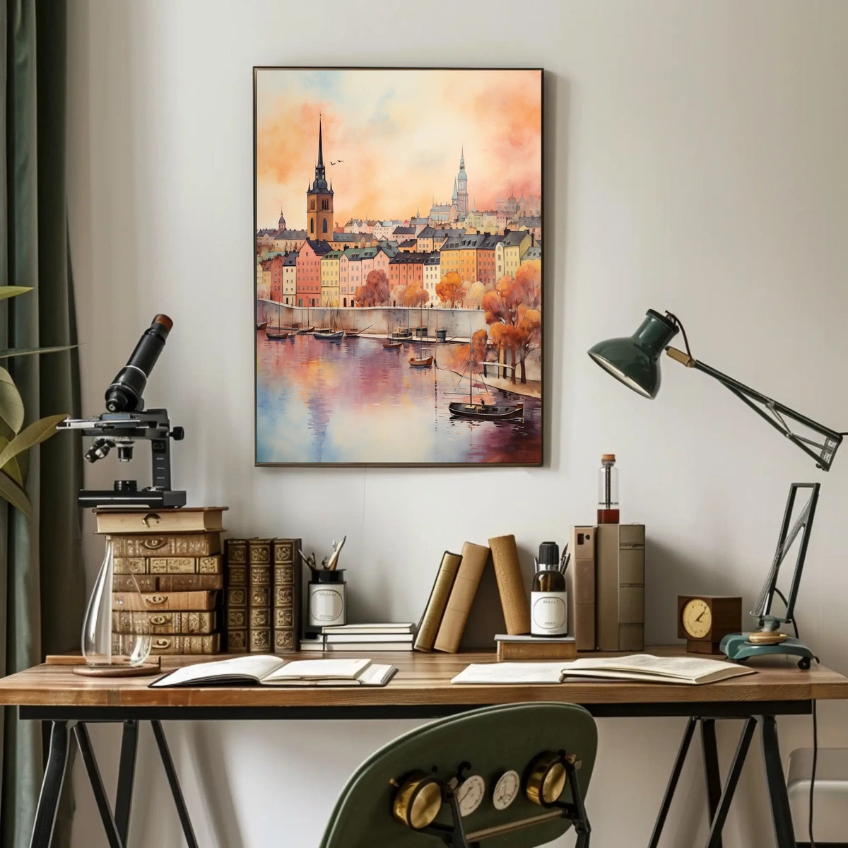 Charming European Townscape With Historical European Travel Poster