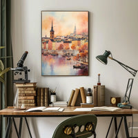 Charming European Townscape With Historical European Travel Poster