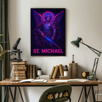 Neon Saint Michael Poster