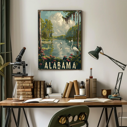 Alabama Wetlands and Herons Travel Poster