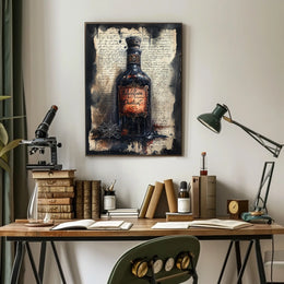 Vintage Dark Glass Bottle Artwork Poster