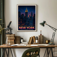 New York Nightscape Dreams Skyline Poster Modern Wall Art