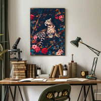 Majestic Snow Leopard with Lush Flora Animal Poster