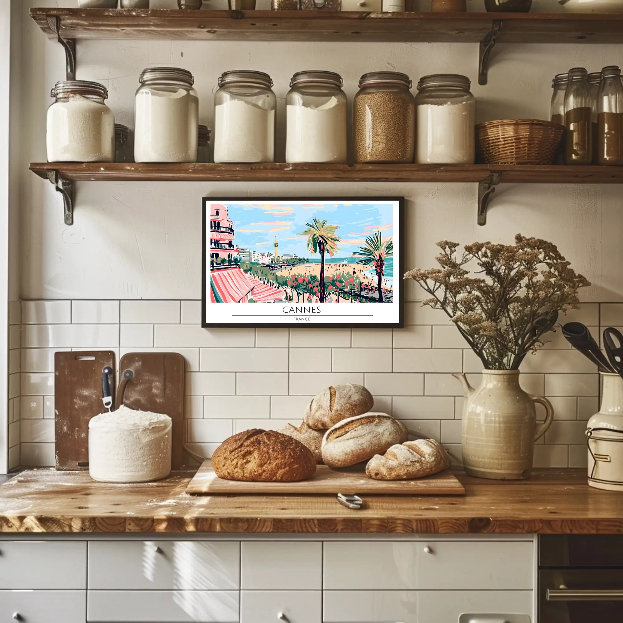 Cannes Beach Scene Poster PosterGoat