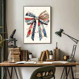Patriotic Large Coquette Bow Wall Art American Flag Poster