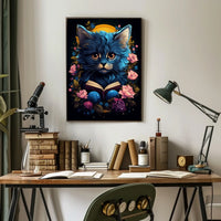 Mystical Blue Cat Fantasy Art Poster Adventure