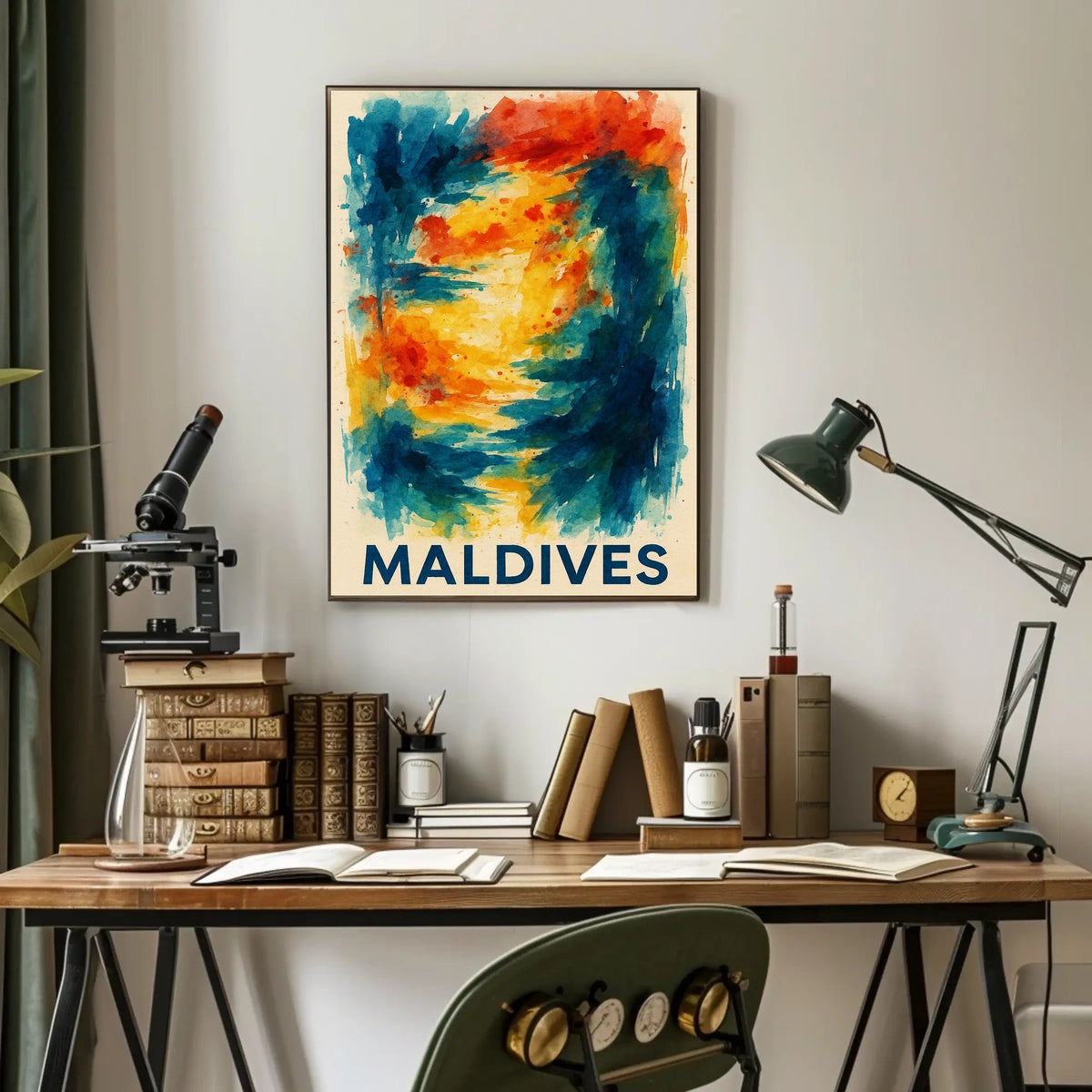 Maldives Color Splash Tropical Escape Beach Dreamscape Coastal Art Gallery Poster