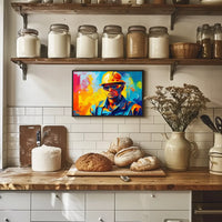 Dynamic Construction Worker Abstract Art Poster